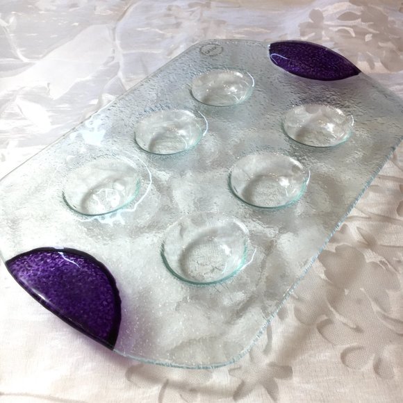 * Dansk Escargot Devil Egg Serving Six Pocket  Glass Tray - Picture 4 of 8